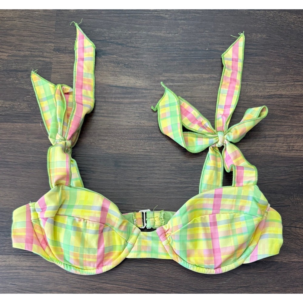 Dippin Daisy's Women's Pretty Plaid Underwire Tie Strap Bikini Set Size Small - Picture 4 of 9